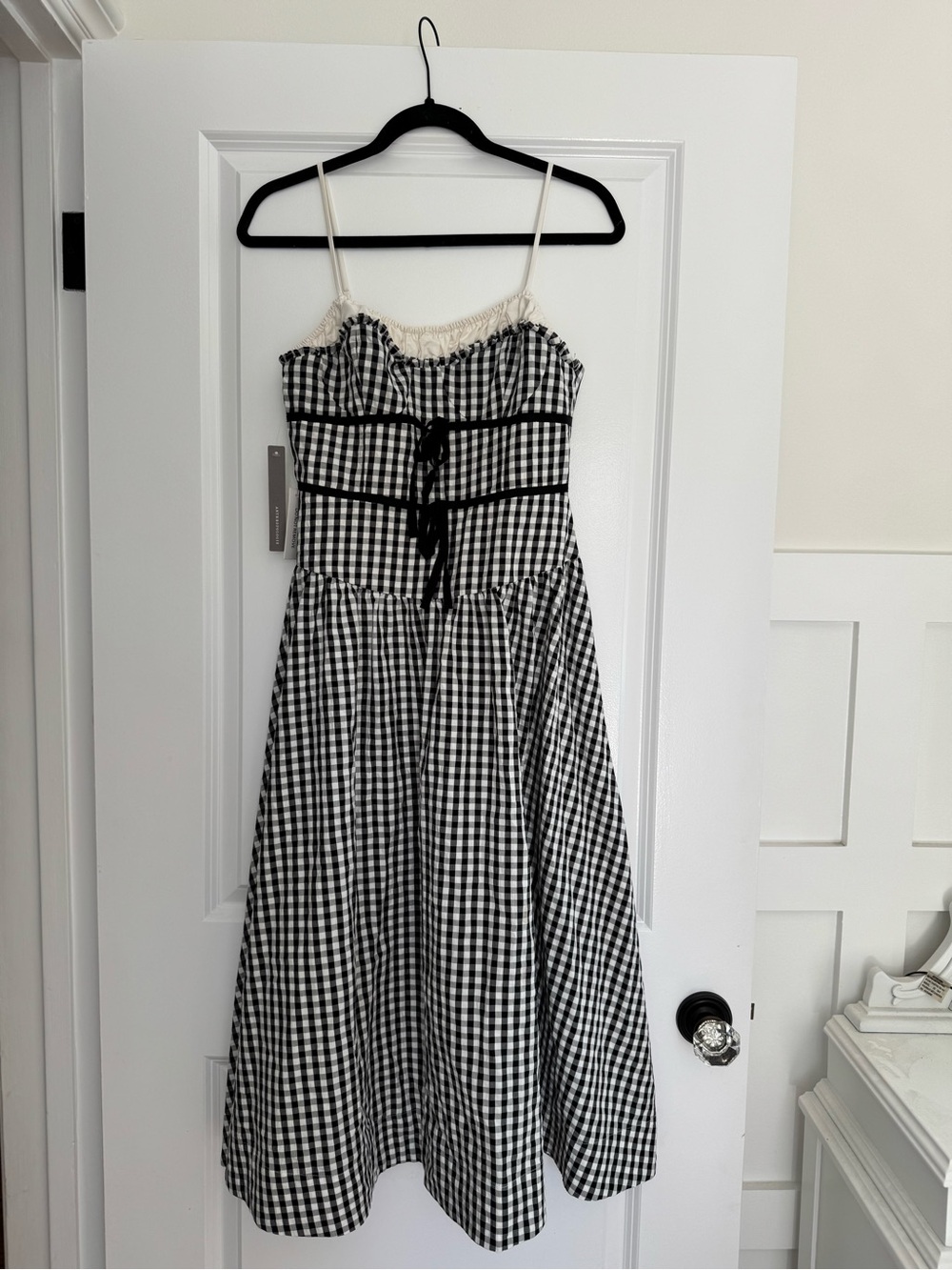 For Love & Lemons Black and White Gingham Midi Dress